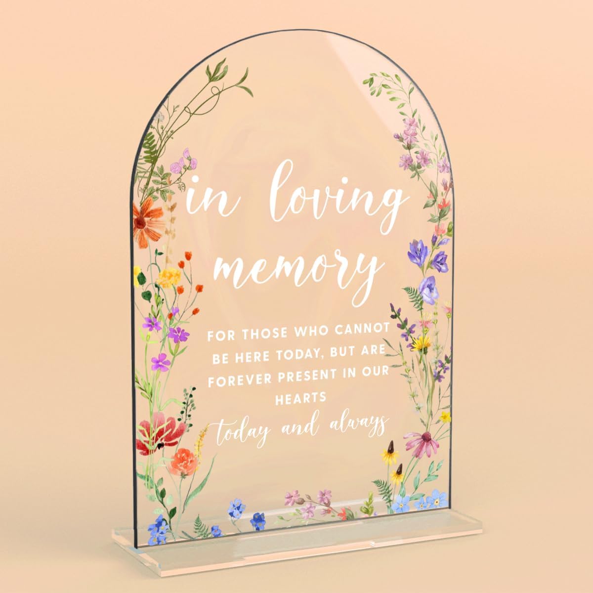 TEMU [2D Plat] [2D Plat] Panneau de mariage en acrylique pour cérémonies, avec un motif floral, un panneau commémoratif émouvant, parfait pour les