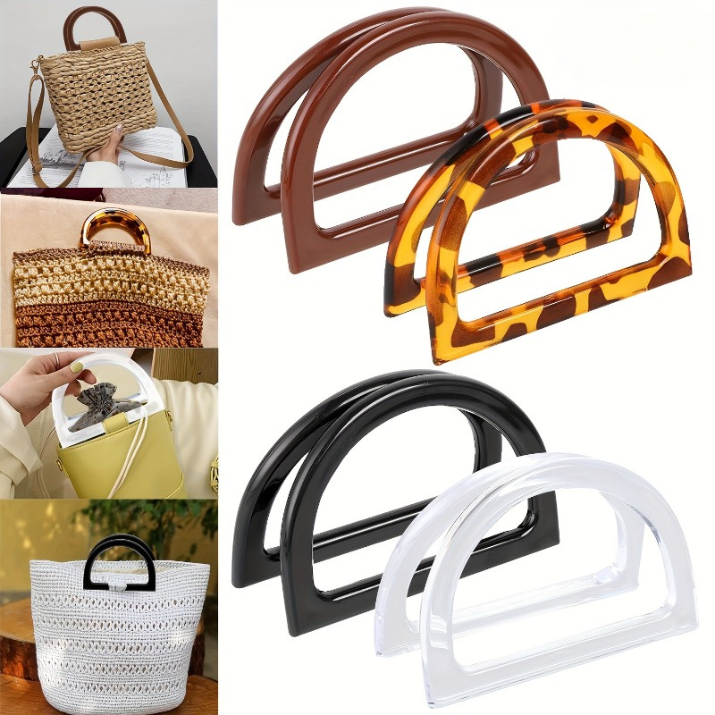 

4 Pairs D-shaped Plastic Handles For Purses And Handbags In - Diy Crafting Supplies For Beach Bags, Crochet & Straw Bags