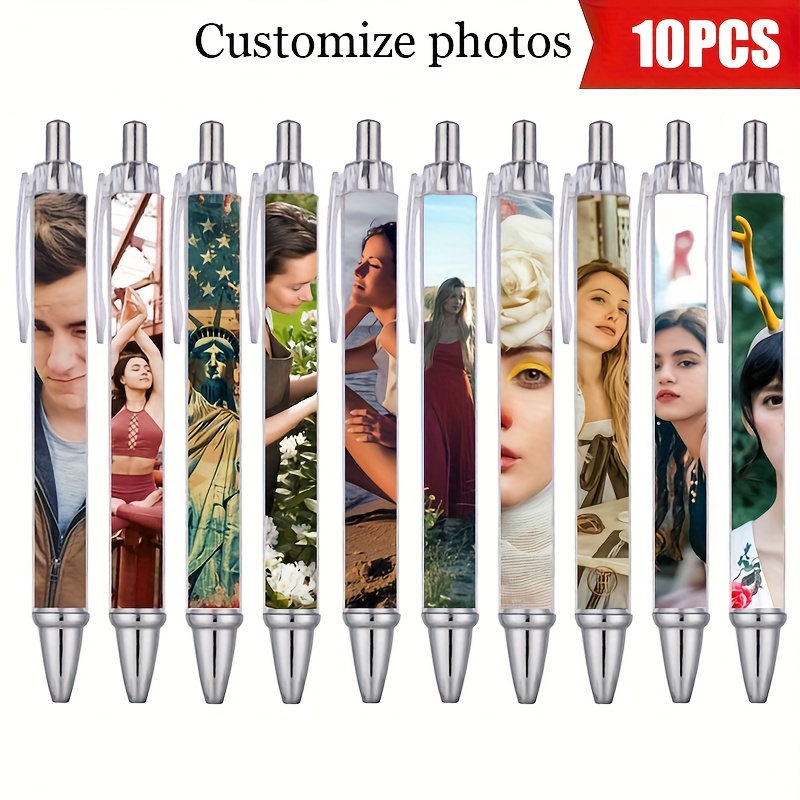 TEMU Lot de 10 stylos gel personnalisés avec photo, -, écriture fluide — Convient pour et les — Personnalisables avec des images, photos