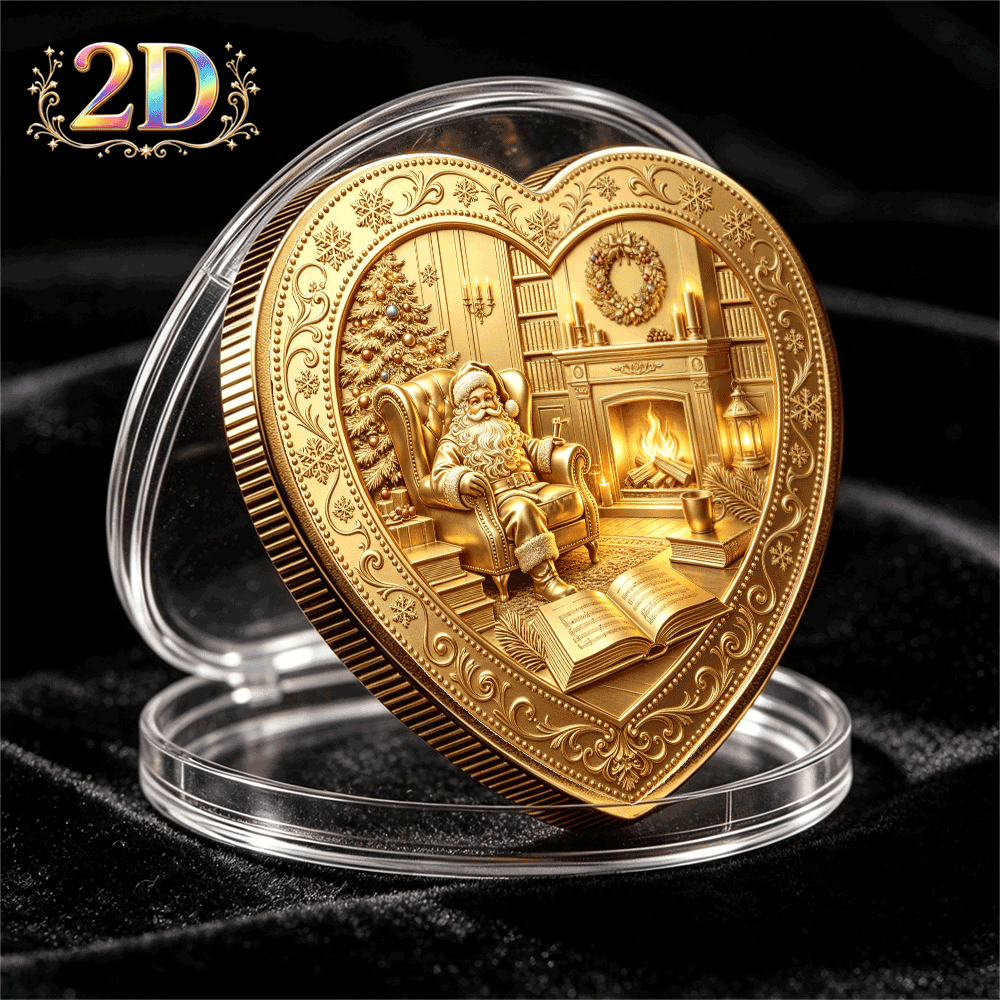 Santa Claus Heart-Shaped Double-Sided Commemorative Coin