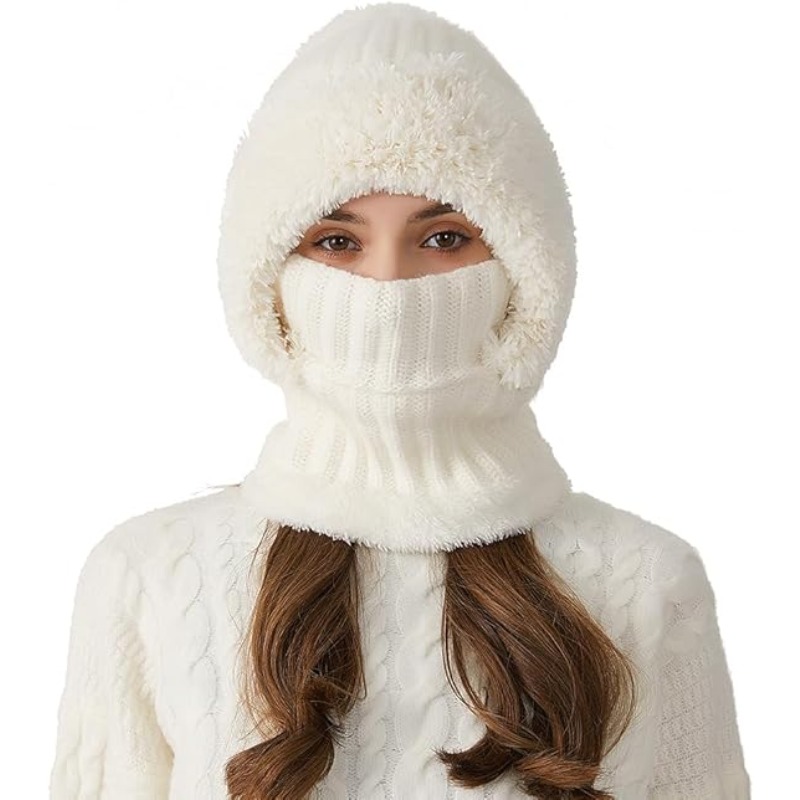 Brimless Women's Hat, Autumn/winter Women's Hat, Cold-resistant Integrated Warm Scarf Hat Face Mask, Outdoor Cycling Hat, Winter Ski Hat