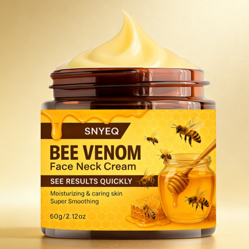 Image of 60g Bee Venom Instant Firming Neck Cream, Rich In Collagen And Hyaluronic Acid, Can Lift The Neck 2 Minutes. , , Etc. Suitable For Types, Suitable For Day And Night Use. Refreshing And Easily Absorbed
