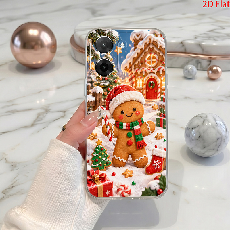 품목 사진 휴대폰 케이스 - 2d 플랫 징거브레드 맨 겨울 인사말 휴대폰 케이스, redmi 12c 13 14c 15c 5g a3 a5 4g a7 note 10 11s 12 13 14 15pro+, xiaomi 17 15 14t pro poco c65 c71 c75 m6 m8 x6 x7 x8 f7 f8 pro 투명 낙하 방지 풀커버 tpu 휴대폰 케이스에 적합