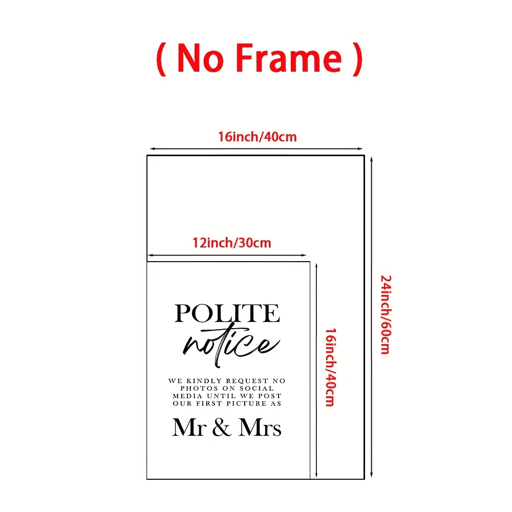 2d flat 1pc wedding notice sign printable frameless wall art suitable for weddings banquets table decor modern minimalist marriage certificate display for home office hotel cafe canvas 2d flat