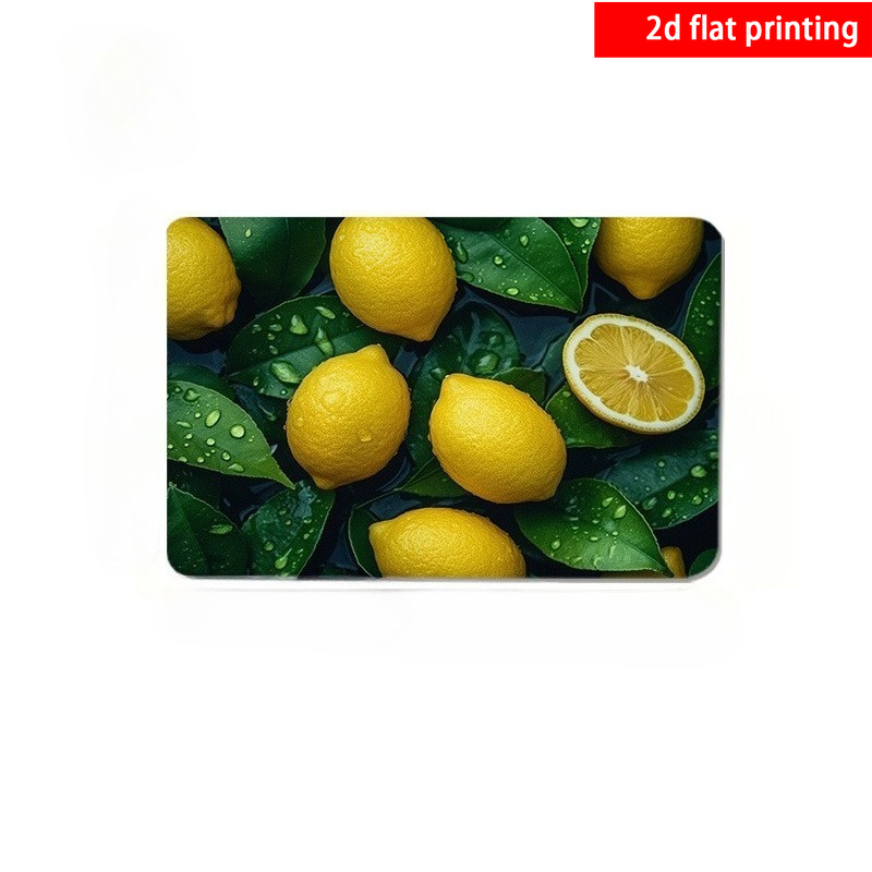 TEMU 2d Flat Printing, 1pc, Lemon-patterned Absorbent Placemats, Dish Drying Mats, Coffee Machine Mats, Washing Machine Mats, And Table Mats, With