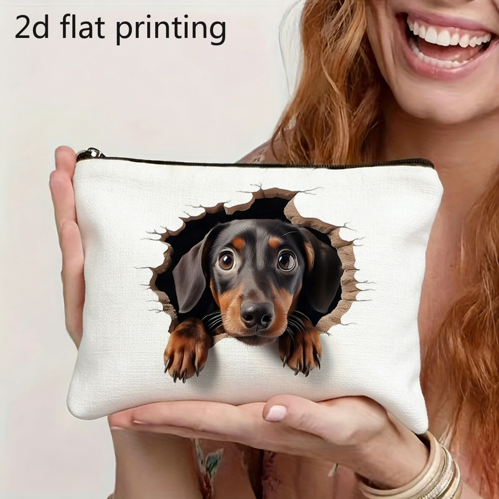 TEMU Stampa piatta 2D, 1 trousse portatile a forma di , una borsa decorativa pieghevole e portatile, un regalo per gli dei cani con hobby creativi,