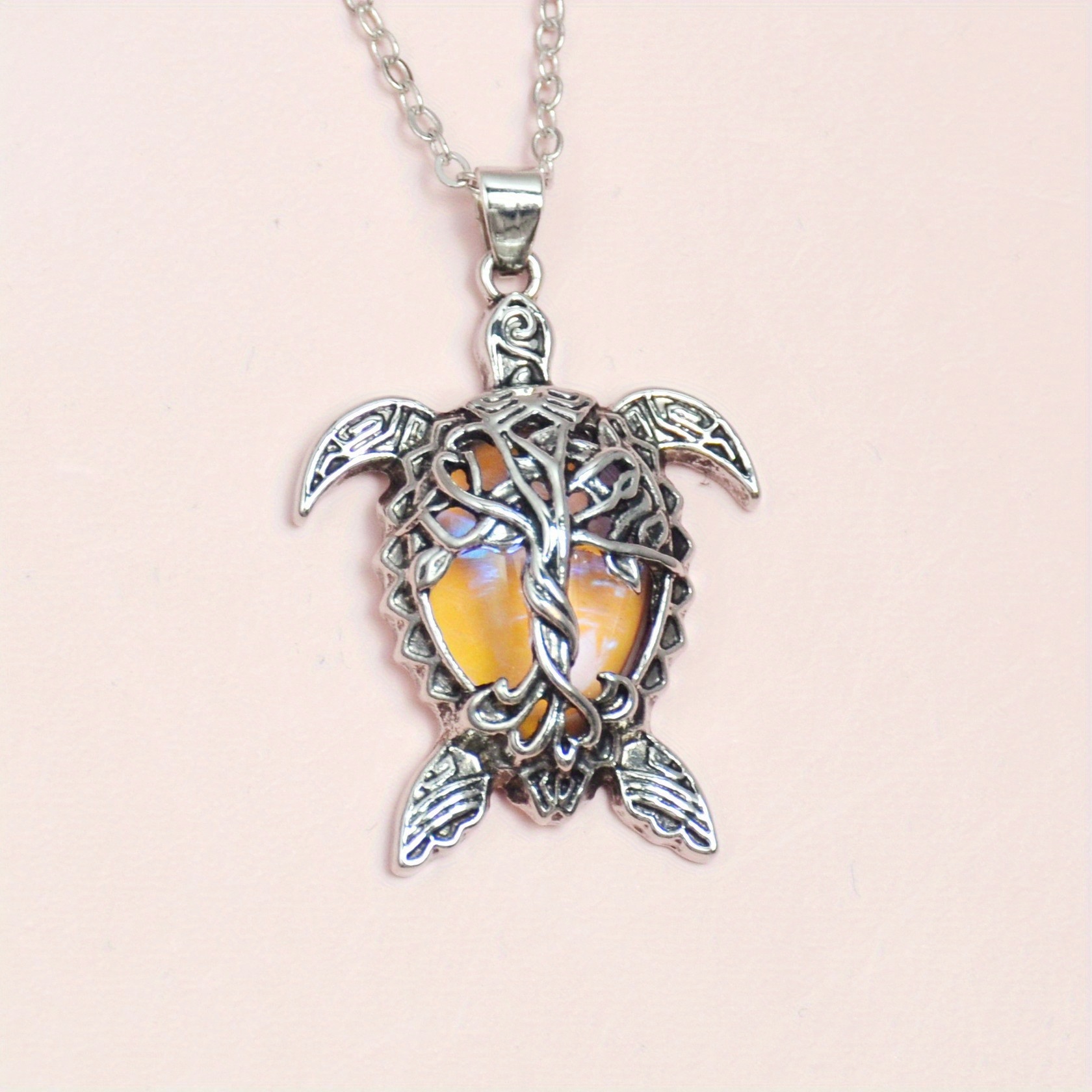 TEMU 1pc Of Stylish Tree Of Life Sea Turtle Pendant Necklace, Perfect For Valentine's Day, Birthday Celebrations, Festivals, Or Anniversaries