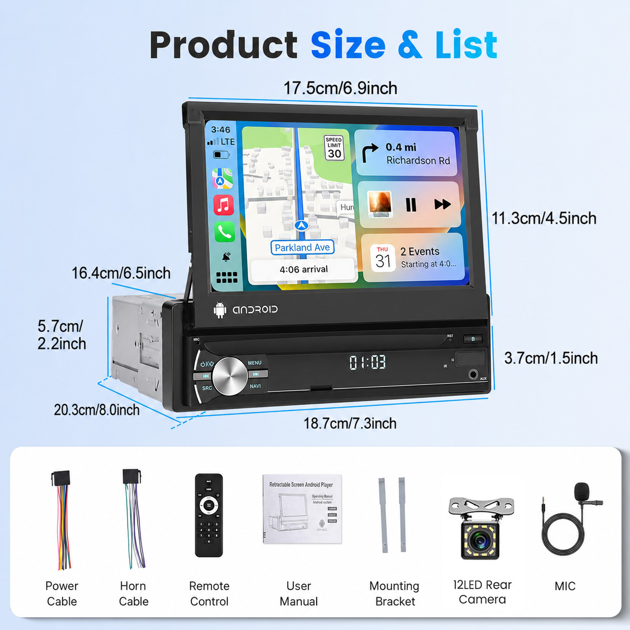 TEMU Single Din Flip Out Car Stereo Auto, 7 Inch Screen Bluetooth 1 Din Car Radio With Swc Fm Radio Dsp Usb/tf/aux/mic Remote Control reversing
