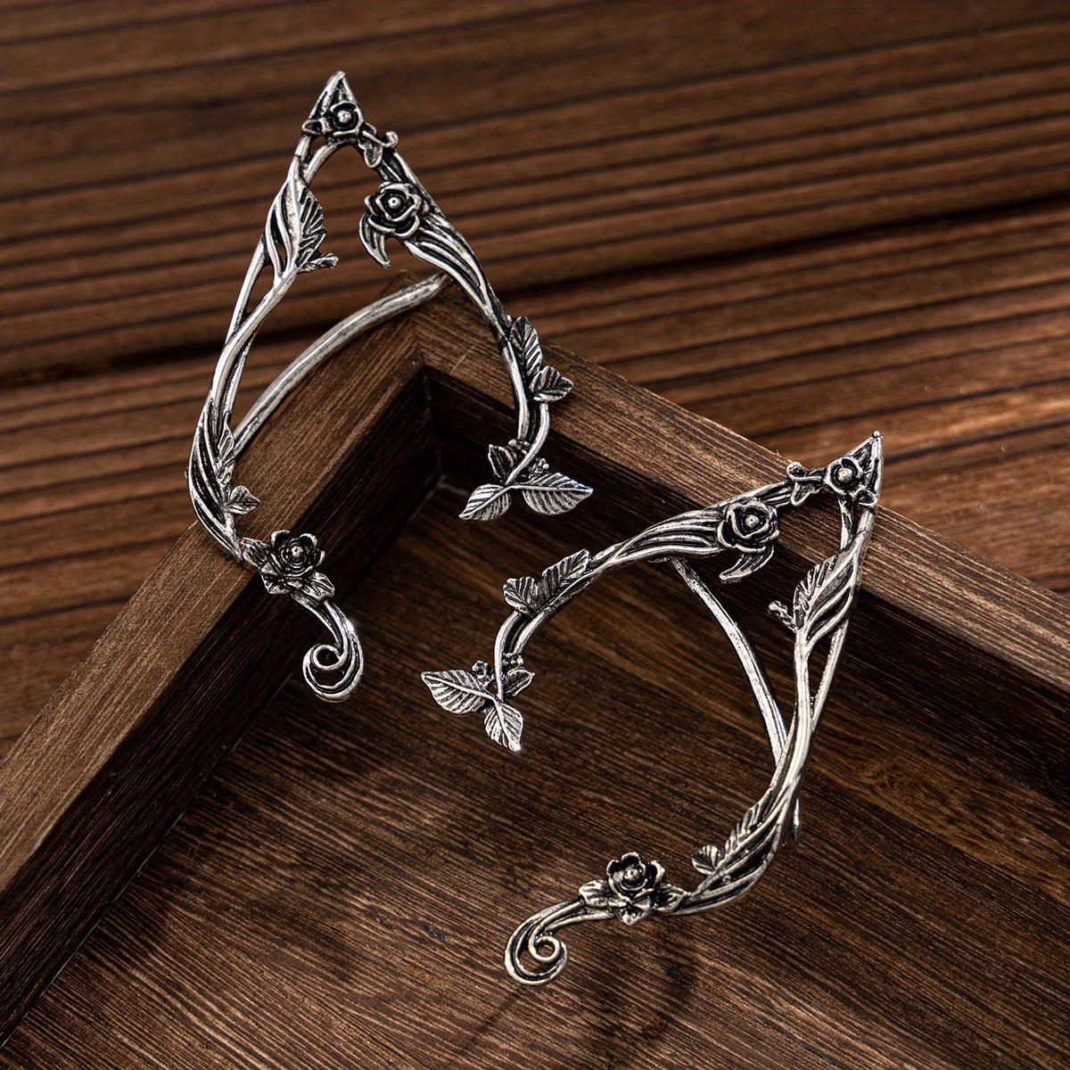 TEMU 2pcs Vintage Geometric Elf Earrings - Elegant Hook Earrings, Minimalist Everyday & Formal Jewelry, Perfect Gift For Women, Mom, Girlfriend -