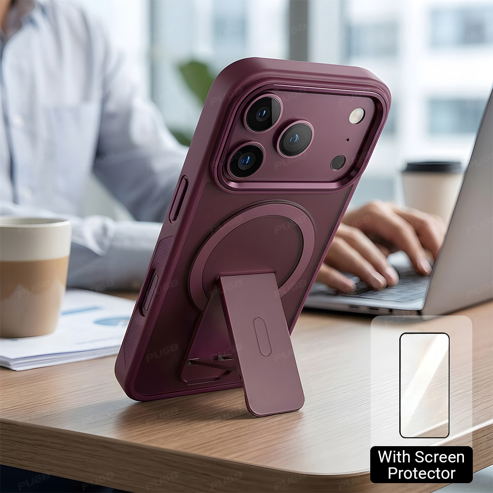 TEMU Phone Case: (1 Case + 1 Screen Protector) Luxury Invisible Kickstand Stand Magnetic Case For Iphone 17 18 Pro Max Drop Protection Shockproof
