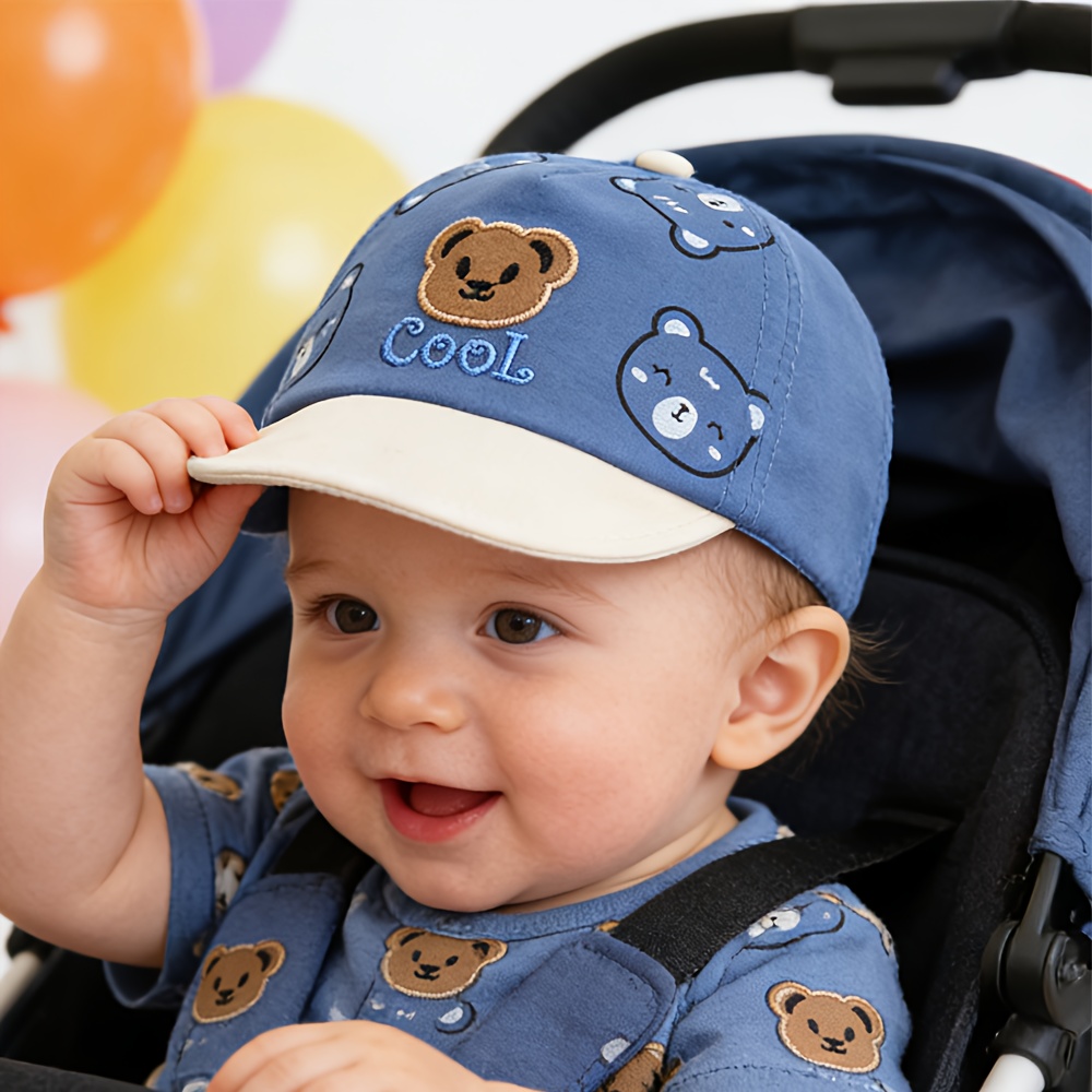 Baby Hat Spring Summer Hat, Cute Cartoon Bear Shaped Baseball Cap, Soft Brim, Lightweight, Suitable For Outdoor Play, Strolling, Travel And , Suitable For Infants Aged 3-18 Months. Bear Color Random