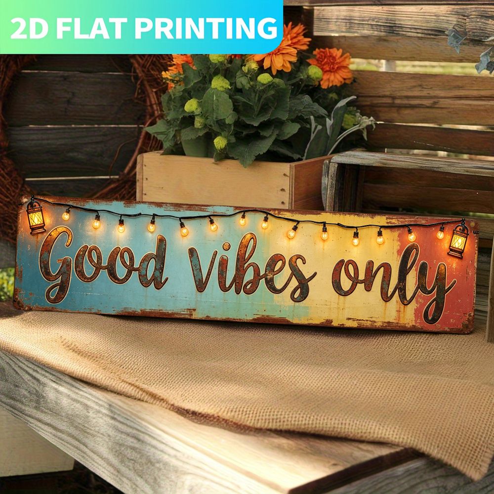 TEMU 2d Flat, [jit] 2d Flat 1pc, Rustic 'good ' Metal Wall Sign - Sign - No Electricity Needed, Easy Hanging For Living Room, Bedroom, Kitchen,