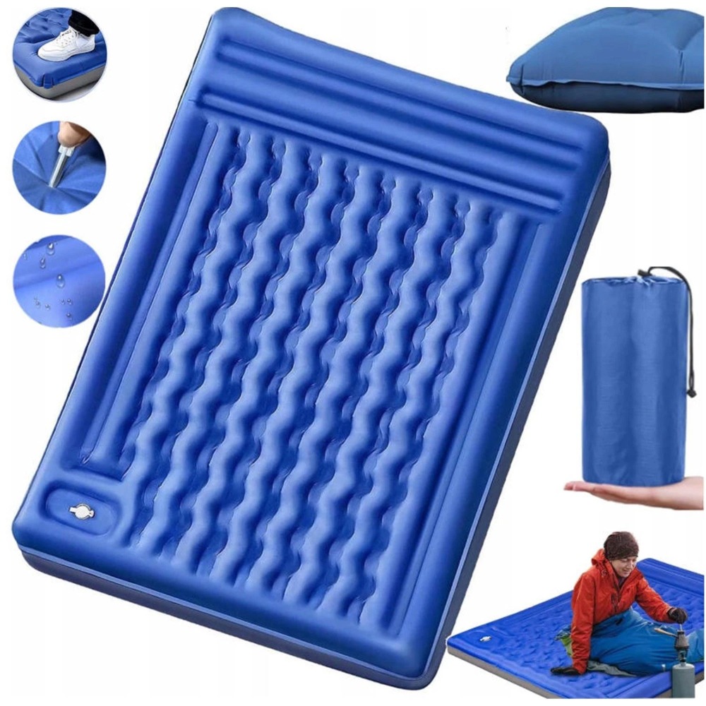 Image of 195×132×12cm Double Camping Mattress Ultralight Air Mattress Camping Sleeping Pad With Foot Pump