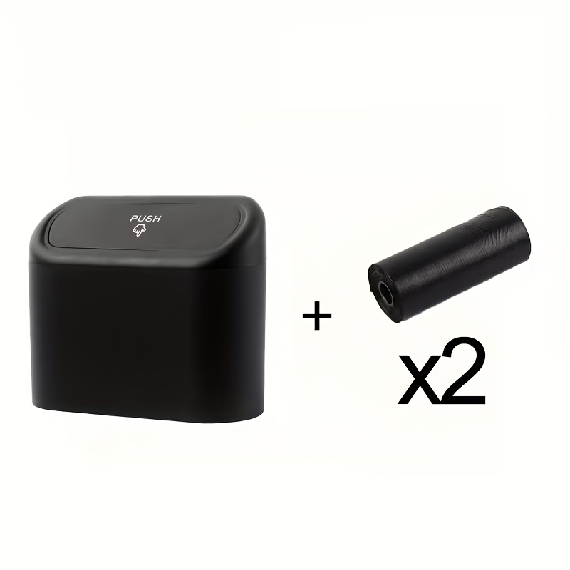 Image of 3pcs Set-1pc Compact Car Trash Can With Leak-proof Lid& 2 Rolls Of 30pcs Trash Bags, Mini Car Accessory Trash Bin- Durable And Easy To Clean, Fit For, Trucks, Suvs- Access& Design(no On) Car Organizer