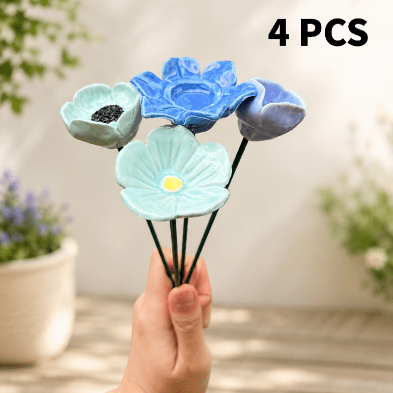 Image of 4pcs Sugar Feeder And Water Feeder/ceramic Material With Artificial Flower Shape/can Decorate Gardens/a Great Gift For Courtyards/ Sugar Feeder/yard Supplies/can Be Used As Indoor Home Decor