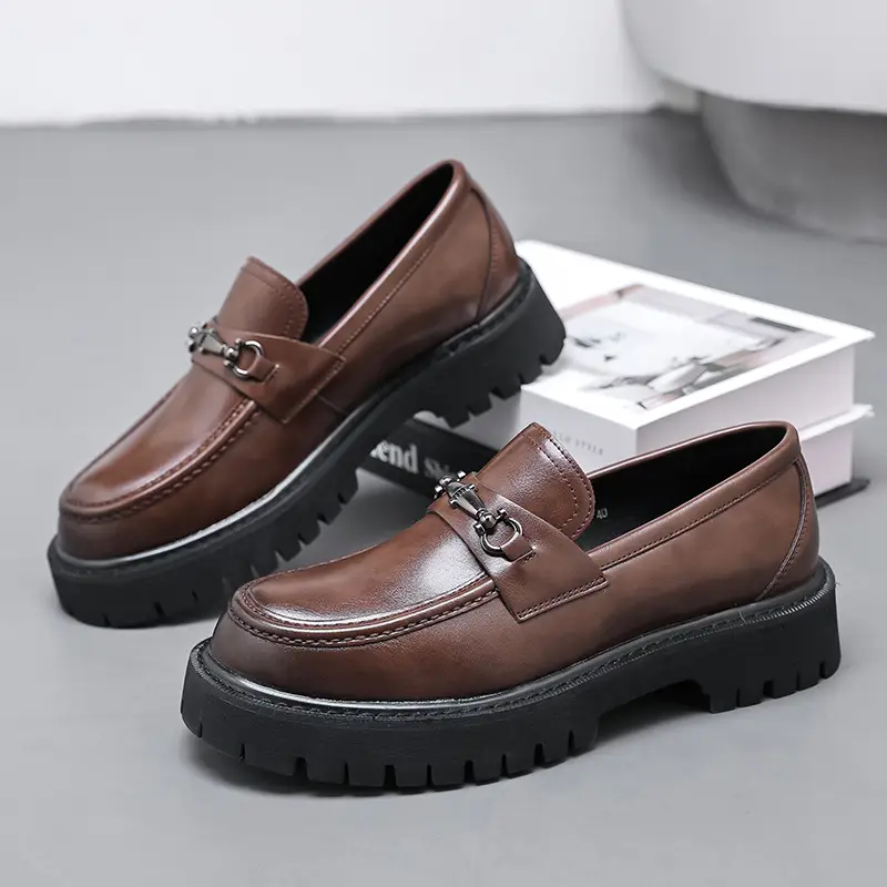 platform brown dress shoses men Brown Plaid Men's Wing Tip Lace Up Oxford Formal Classic Dress Shoes