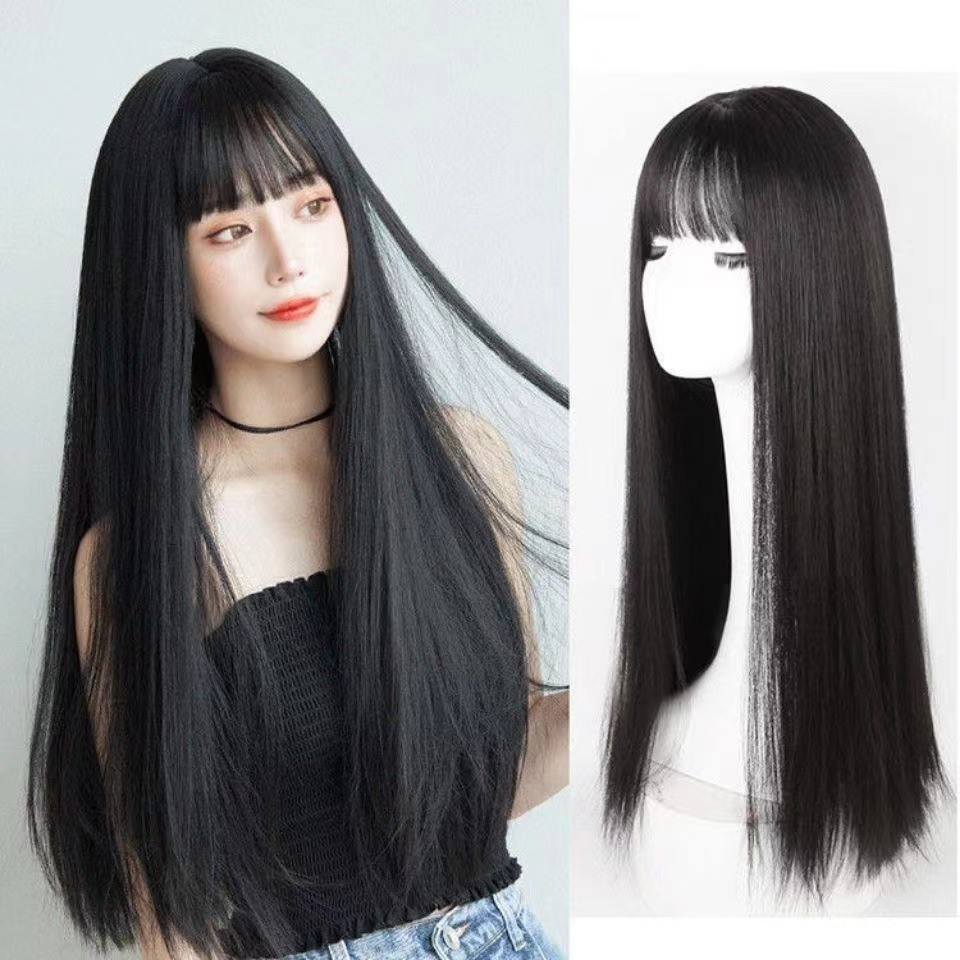 TEMU 【通販・卸売】エアバング付きウィッグ、ロングストレートヘア、ソフトでフルヘッド、有名人スタイル、フェイス-. 在庫あり