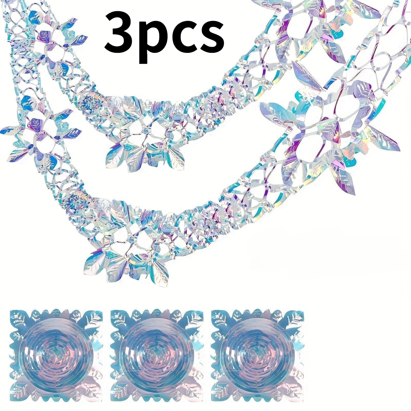 TEMU 3pcs 2.6m/102.36inch Christmas Ceiling Decorations, Foil Indoor Hanging Garland, Suitable For Christmas New Year Parties, Christmas Decorations,