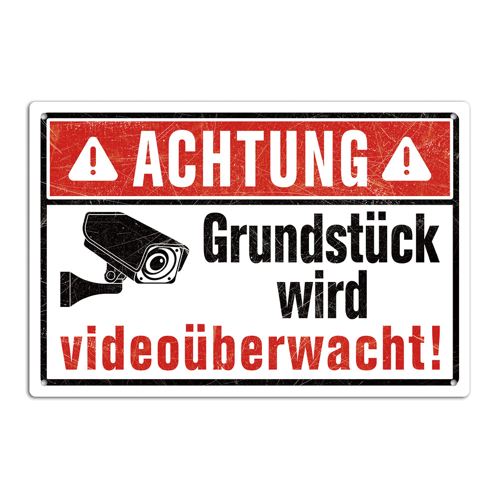 Image of 2d Flat - 2d Plane, Putuo Decoration 1pc German Retro Iron Metal Iron Sign, Warning! Video Surveillance Area! Wall Art Decoration, Suitable For Home Room , Gift