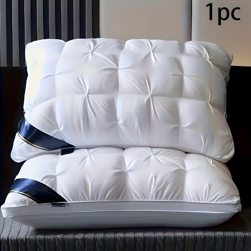 1/2pcs Luxury Five-Star Hotel Quality Pillow - Deep Sleep Neck Support, High-Density Non-Sagging All-Season Pillowcase with White Satin, 100% Polyester Filling, Vacuum Compressed Packaging, White, Home Comfort, Quilted Design, Premium Fabric