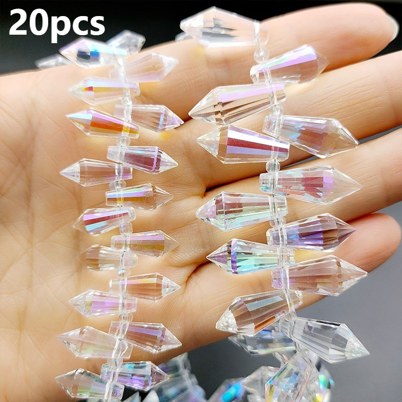 TEMU 20pcs 8X20Mm Perles et Assortiments de Perles Importées Couleur AB, Fournitures de Fabrication de Bijoux d'Eau Autrichiennes Surface Découpée