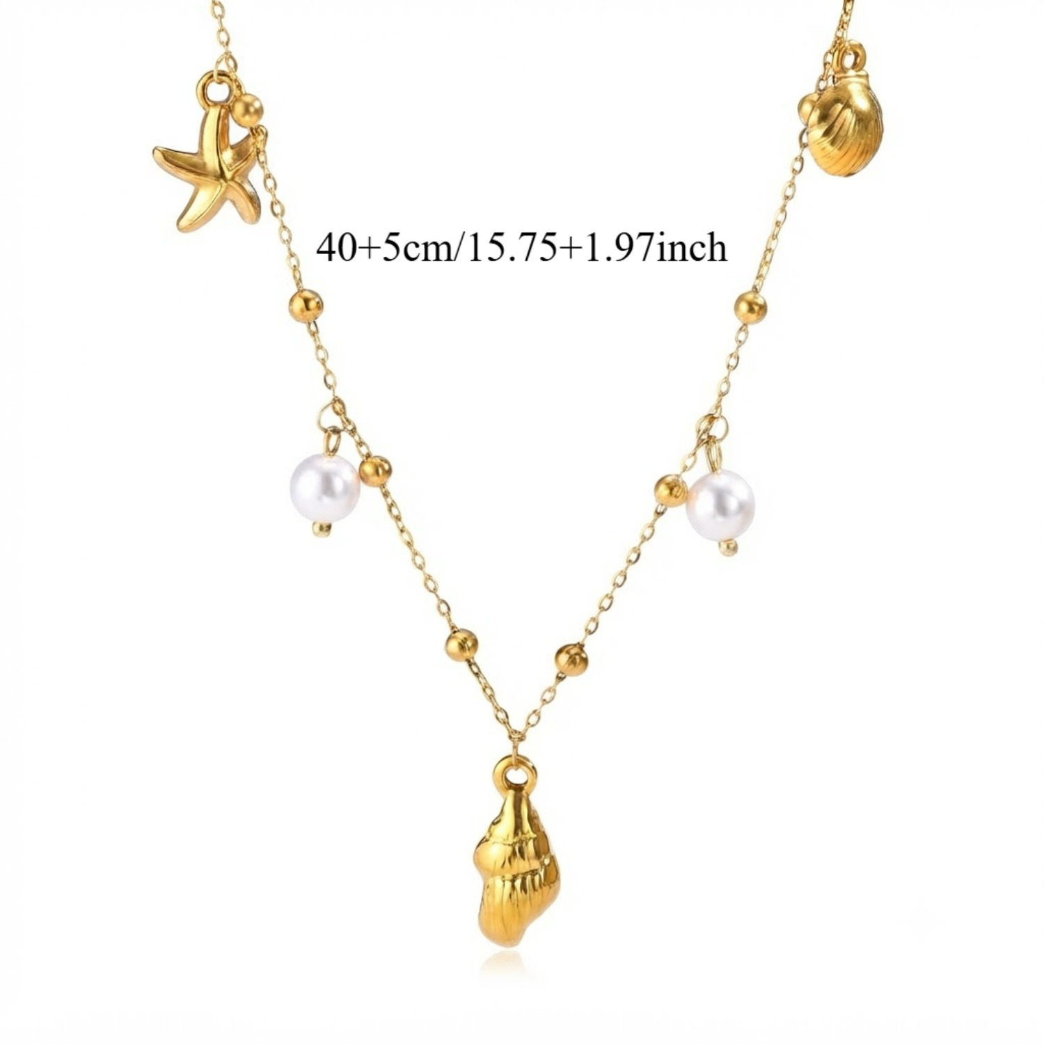 Bohemian Starfish & Seashell Pendant Necklace for Women, Beach Gift