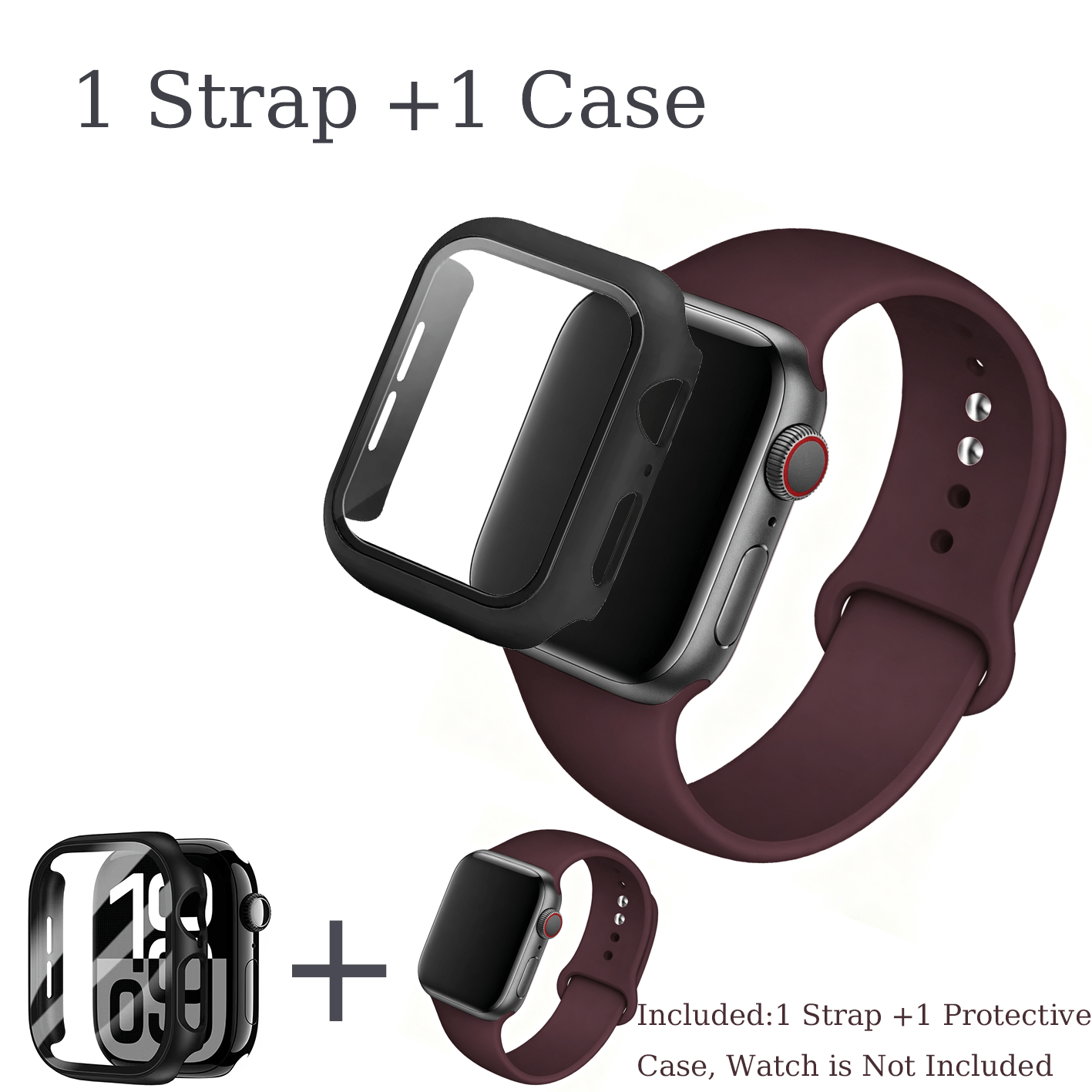 Image of 2-in-1 Accessory Set Sports Silicone Strap And Watch Protective Case For Watch Series 12 11 10 6 5 4 Se Se2 Se3 40mm 44mm