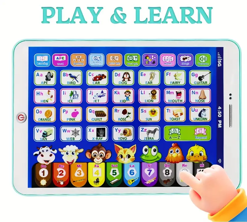 1pc Tablette dapprentissage pour enfants - Matériau ABS, jouet éducatif bilingue anglais avec musique, , chiffres et lettres - Idéal pour de 3 à 6 ans - pour Noël et Halloween - Disponible et rose détails 3