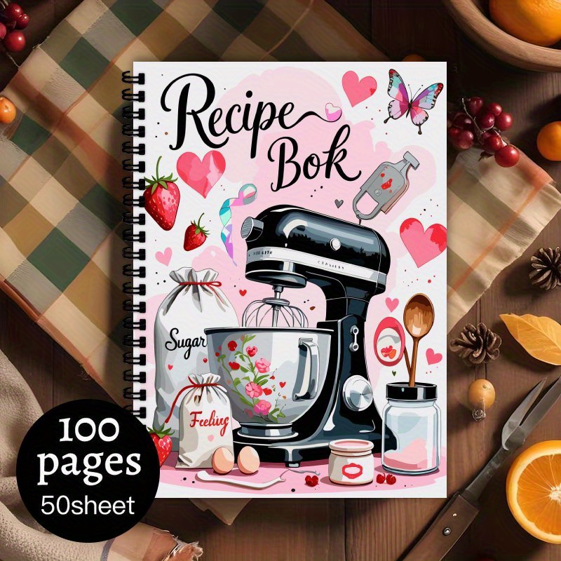 TEMU 1pc Aesthetic Recipe Spiral Notebook Log, Family Recipe Book, Blank Pages, Cooking Enthusiasts, Meal Planner