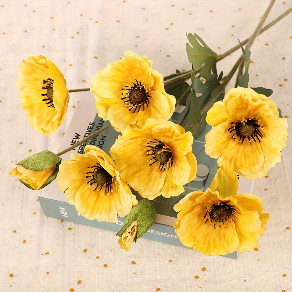 Artikelbild 8 stück 2 bündel/set große mohnblumen kunstblumen mit samt für innenräume, hochzeitsfotografie deko – künstliche mohnblüten