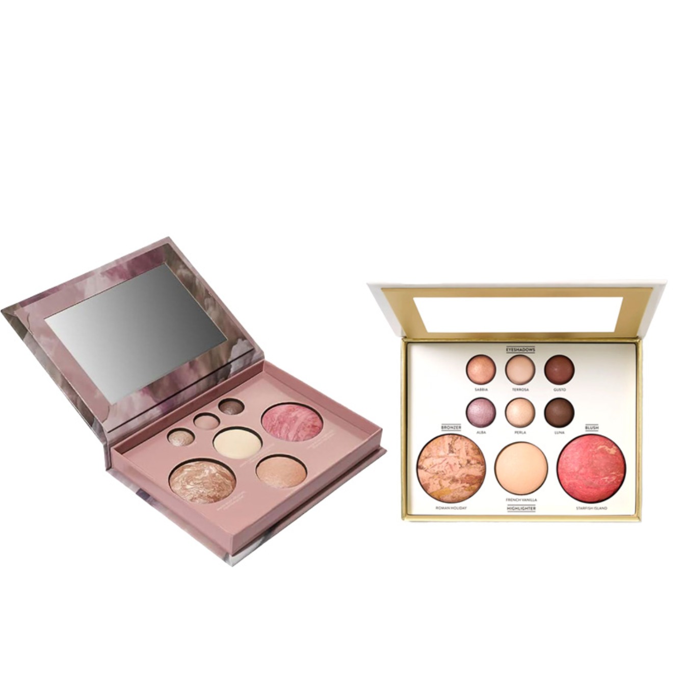 TEMU Set Of 2 Multi-colored Gilded Makeup Palettes Featuring Eye Shadow, Powder, Blush, And Highlighter. This Versatile Makeup Kit Is Cost- And