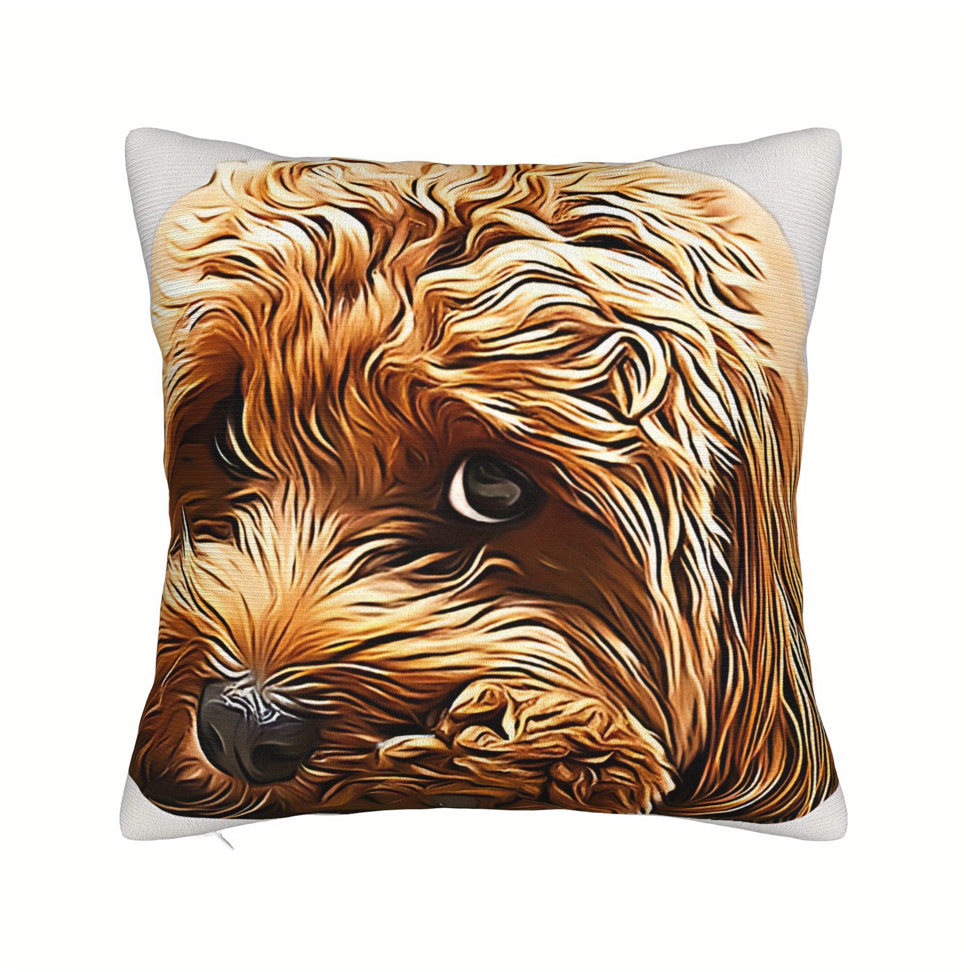 

1pc Style Cavoodle Cockerpoo Puppy Poodle Mix Throw Pillow Cover, Soft Polyester, Machine Washable, Zipper Closure, Decorative Cushion For Home, Office, Car, Farmhouse - No Insert