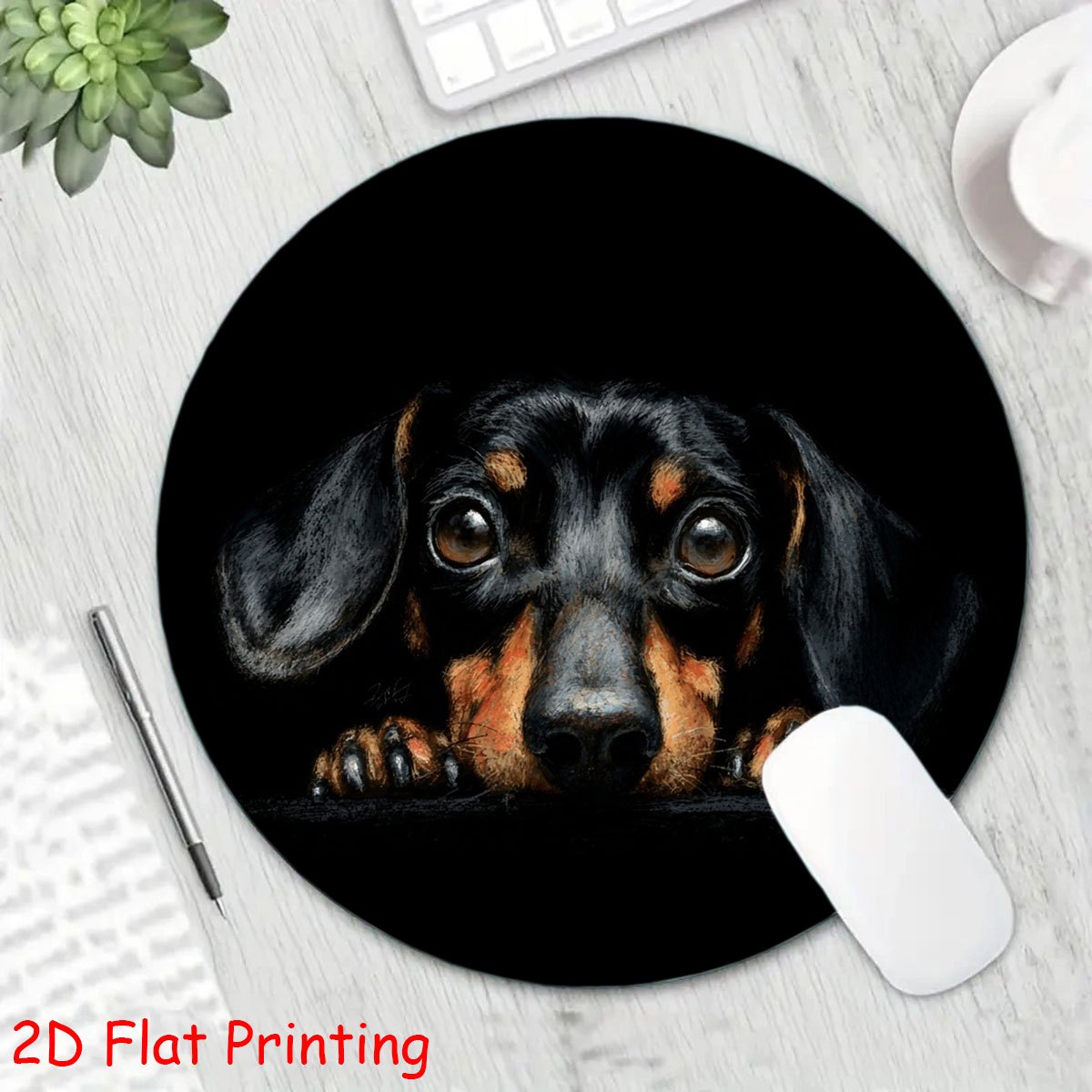 TEMU 1pc A Flat Mouse Pad Featuring An Adorable Dog Portrait On A Dark Backdrop, Available In