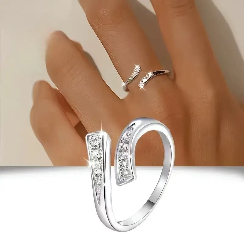 1pc Fashion Exquisite Elegant 925 Silver Plated Rings with an Open Design, Making Them the Best Choice for Gifts During Ramadan, Easter, New Year, Valentine' s Day, and Birthdays