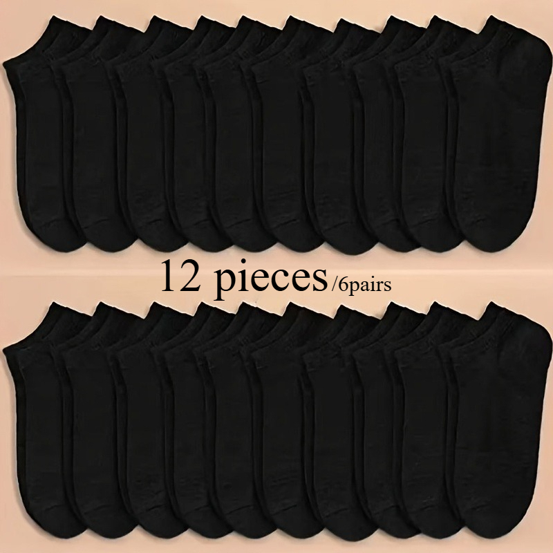 TEMU 12 pezzi (6 pezzo) Calzini / al polpaccio Donna Calze nere e bianche Resistente e versatile Indossabile a Resistente al sudore Assorbente del