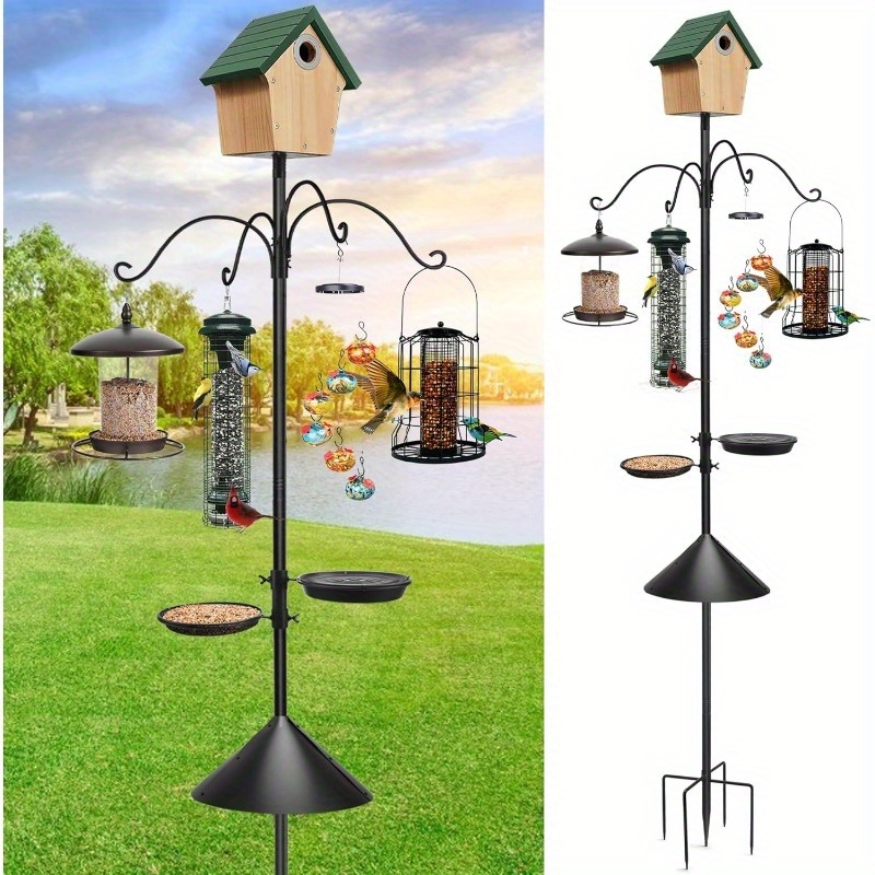233,68 cm Vogelhaus Vogelfutterstation-Stnder, mit 4 * 1  Eichhrnchenschutz, 1 Futterautomat, robuste Vogelfutterstange  Vogelhaus-Stnder-* mit eichhrnchensicherer Abwehr, verstellbare  Buddy-Stangen ...