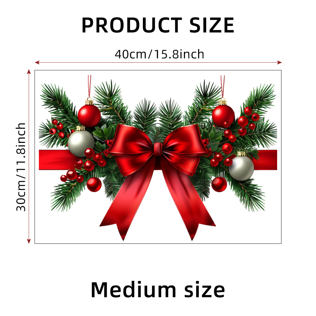 TEMU 1 Set, 1pc Luxury Elegant Large Red Ribbon Christmas Decorative Cling Film, And Removable Electrostatic Adhesive Creative Electrostatic Film.