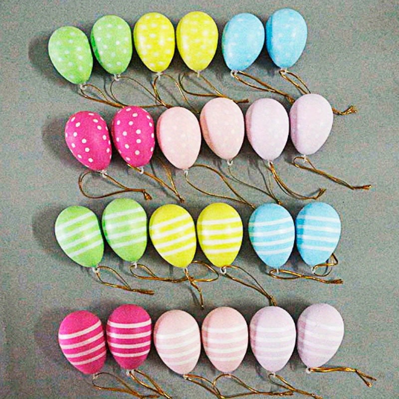 

12/24pcs Ornaments, Hanging Plastic Decorations, Hand-painted Decor For Diy Crafts, Easter Party Gifts, No Electricity Required, Featherless, Holiday Decor For Easter And New Year