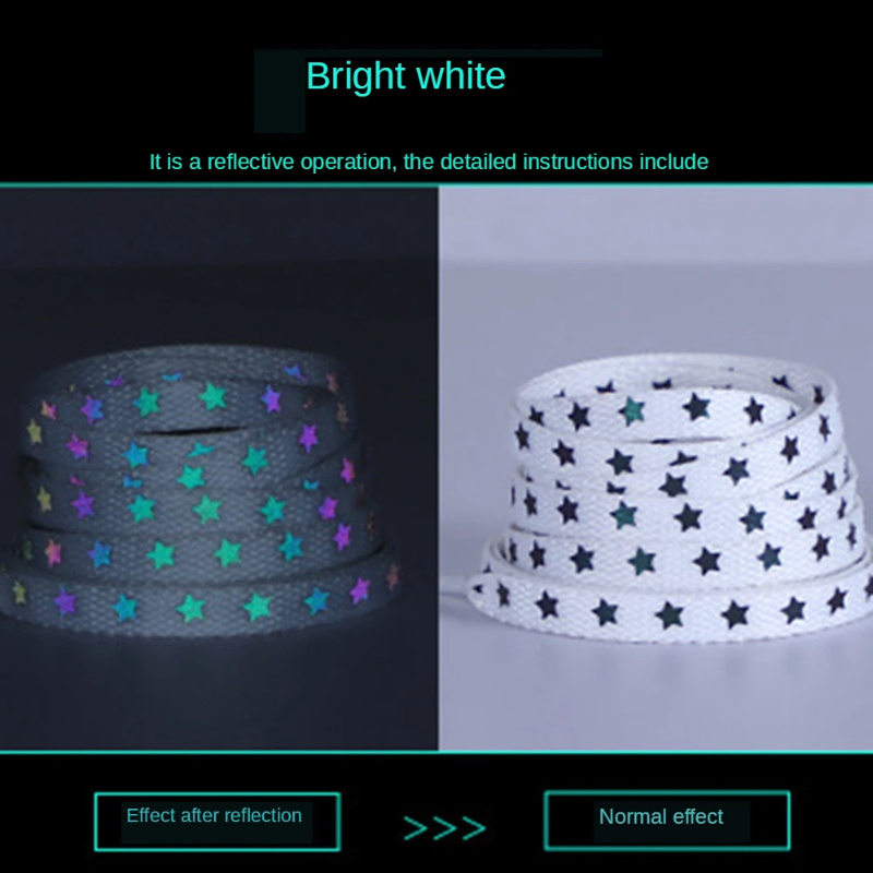Image of New Holographic Reflective Star Shoelaces Double-sided Reflective High-bright Luminous Flat Laces Sneakers Shoelaces Strings