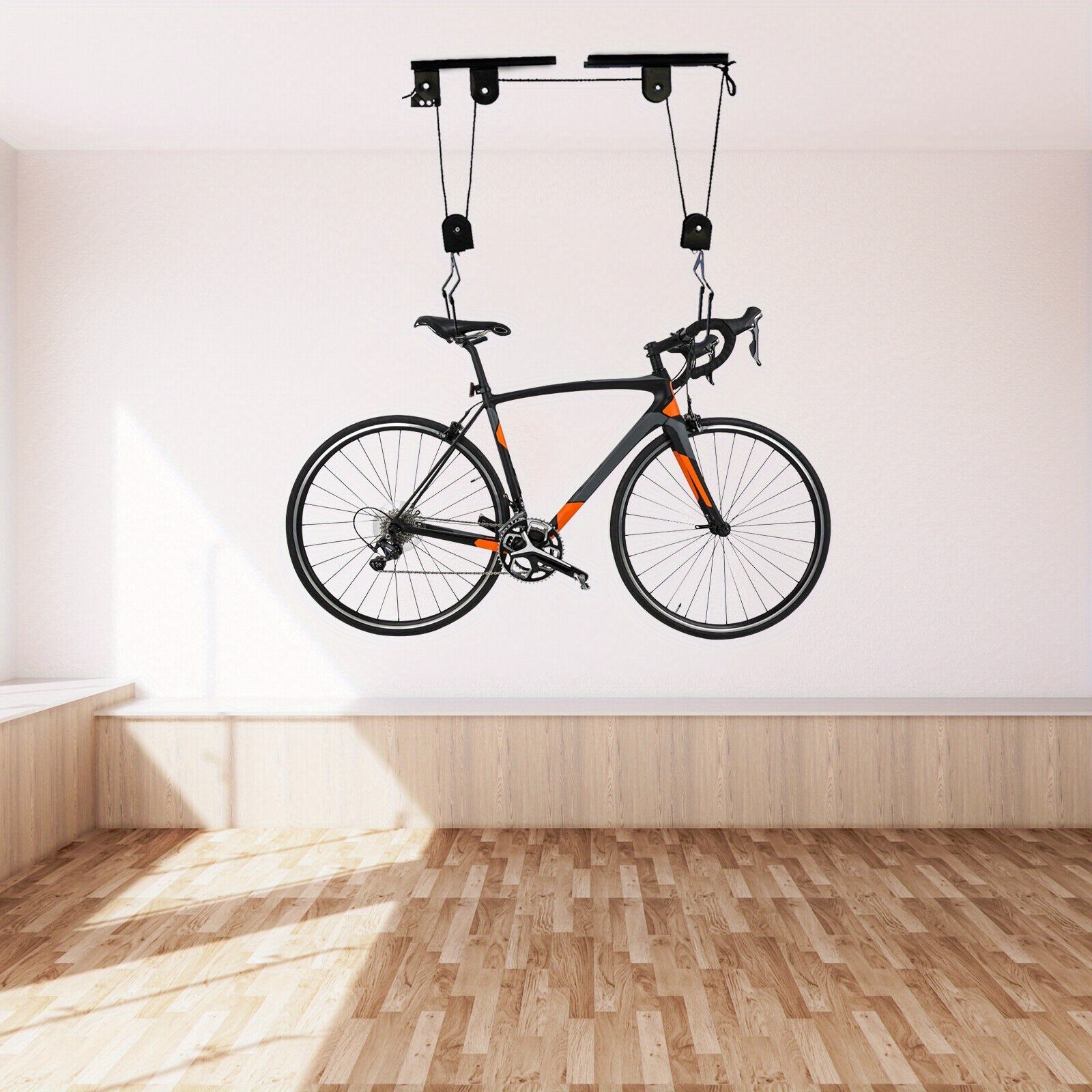 TEMU Elevador de bicicleta para techo con soporte de suspensión para montaje en techo para bicicleta eléctrica, soporte colgante para bicicleta de 60