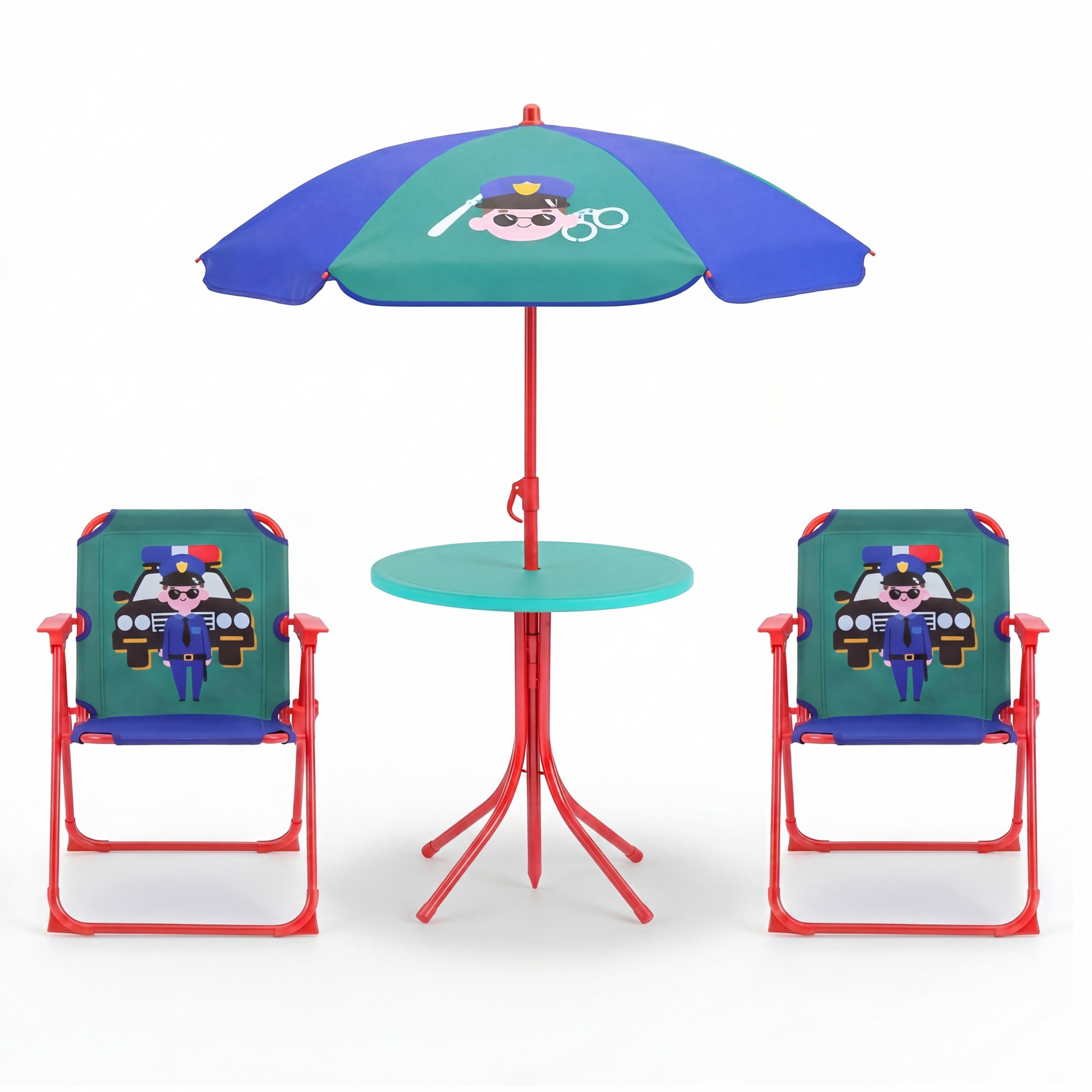 Kids Table And Chairs Set, 4pcs Child' Set With Table And 2 Folding Chairs, Portable Furniture
