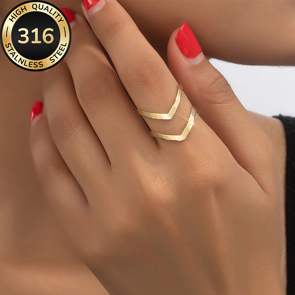E-shop Hochwertiger goldener Damenring aus Edelstahl, Anti-Fading, bequem und vielseitig, einfach und elegant, geeignet für den oder Partys,