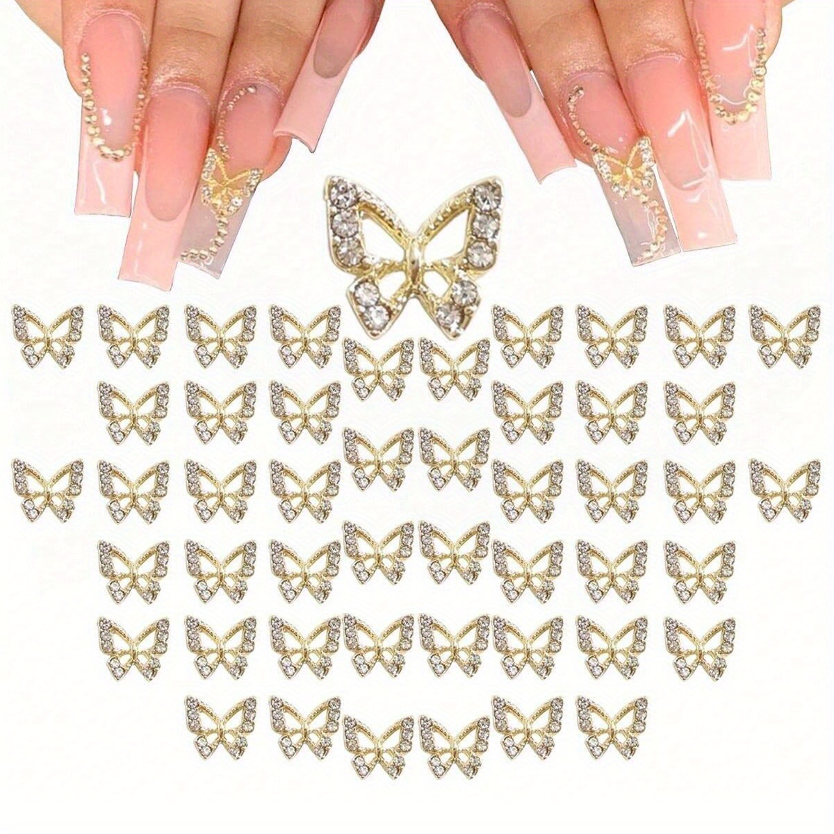 Image of 48pcs Qiipii Nail Charms Bulk - Low-allergy 3d Nail Art Jewels, Hypoallergenic Alloy Studs For Acrylic Nails, Nail Diy Crafts, Nail Decor (for Nail Artists & Diy)
