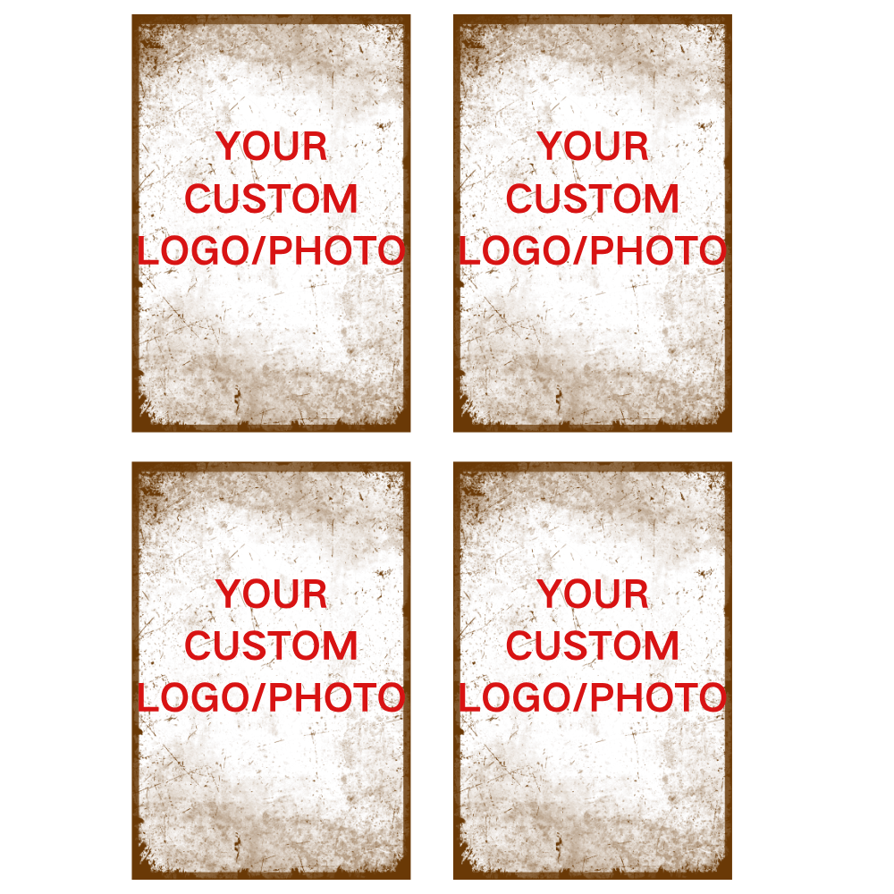 TEMU 2D Plat 4-delige Gepersonaliseerde Metalen Bord met Eigen Afbeelding/Logo/Tekst, Gepersonaliseerd Vintage Retro Bord voor Muur Buiten, Binnen, ,