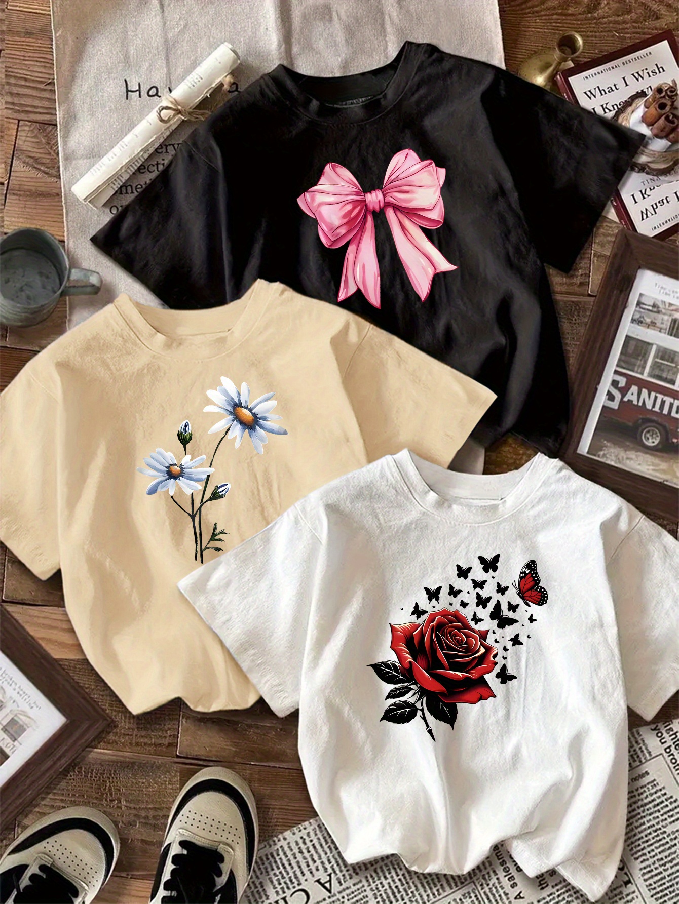 conjunto camisetas casuales manga corta mujer estampado Temu