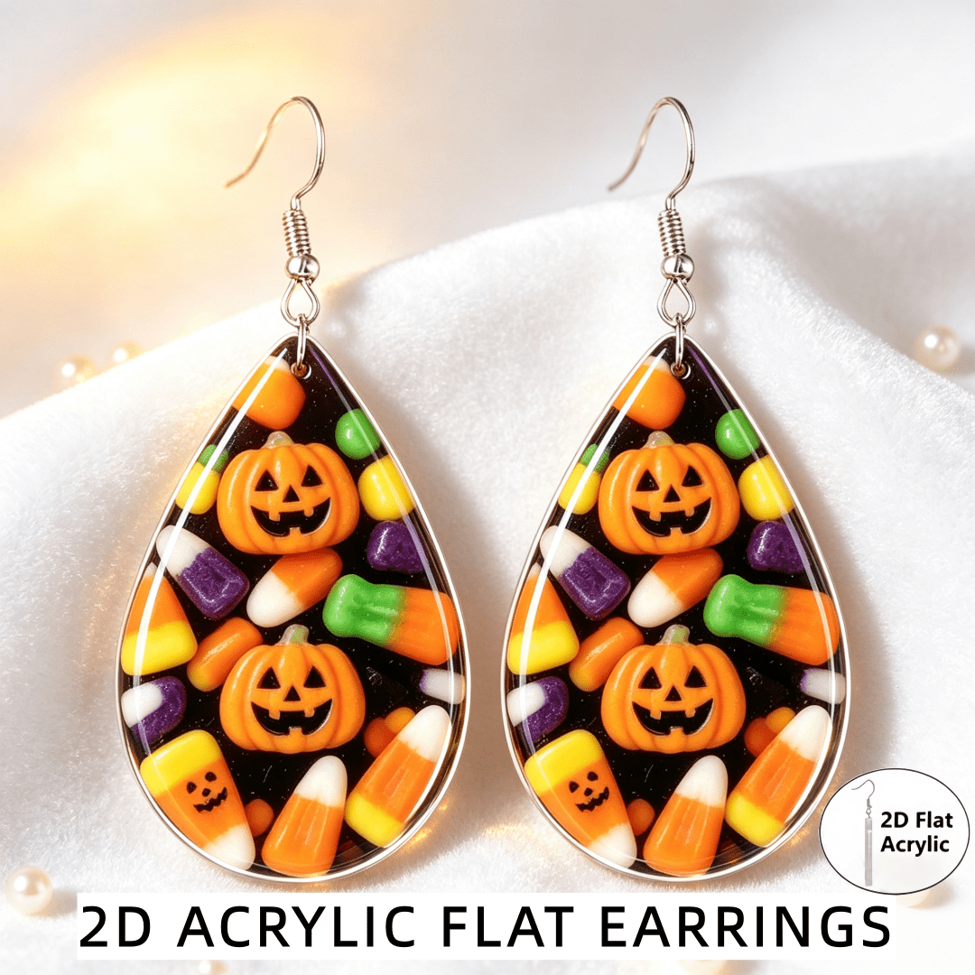 Teardrop Jack O Lantern Dangle Earrings for Halloween