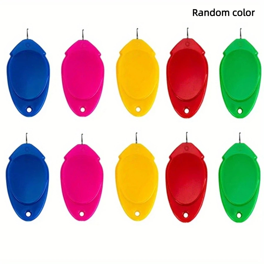 TEMU Random Color 10pcs Easy-to-use Automatic Needle Threader Set With Storage Case - Durable Abs Alloy Metal, Suitable For Hand And Machine Sewing,