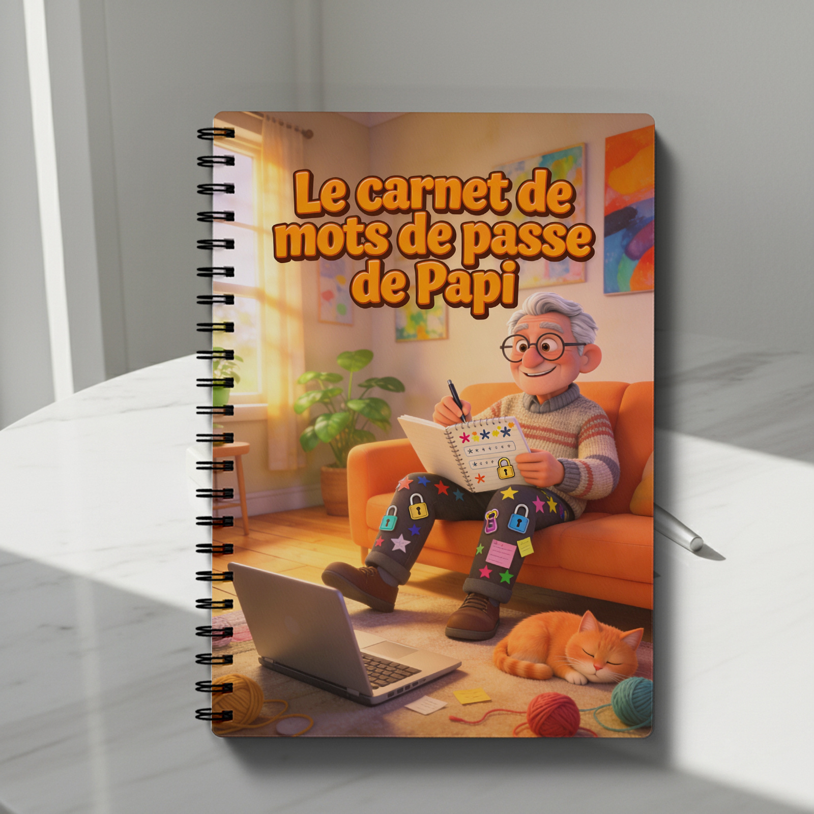 TEMU Carnet de de passe de style français avec pages codées et reliure spirale - Journal de sécurité compact adapté aux adultes, seniors, parents -