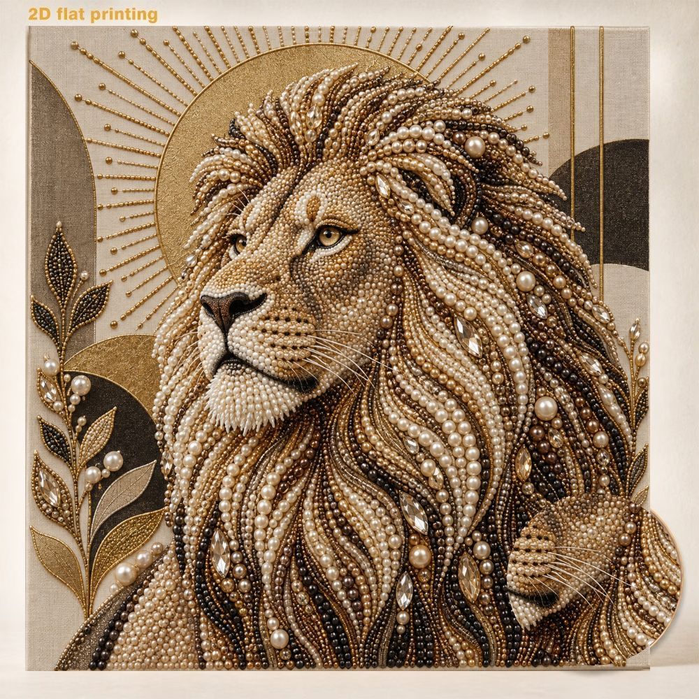 TEMU Pearl Art Painting Kit Handmade Pearl Decorative Painting Lion Artwork Full Material Bag Frameless Wall Decor Hanging Painting Adult Stress