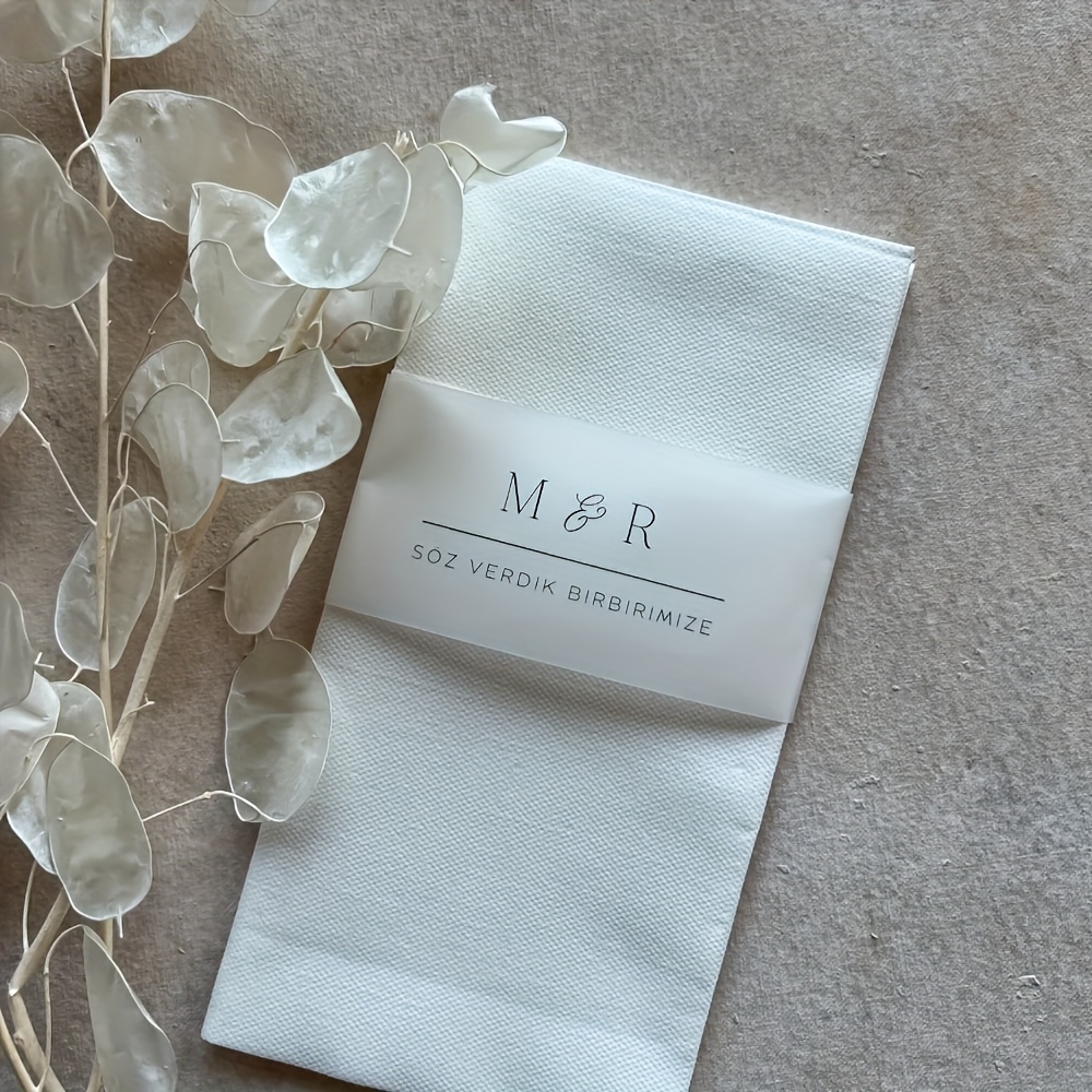 TEMU Personalized Wedding Napkin Rings, 50/100pcs - Custom Bride And Groom Names And Date, Elegant Table Decor Ring Style Tags, Suitable For